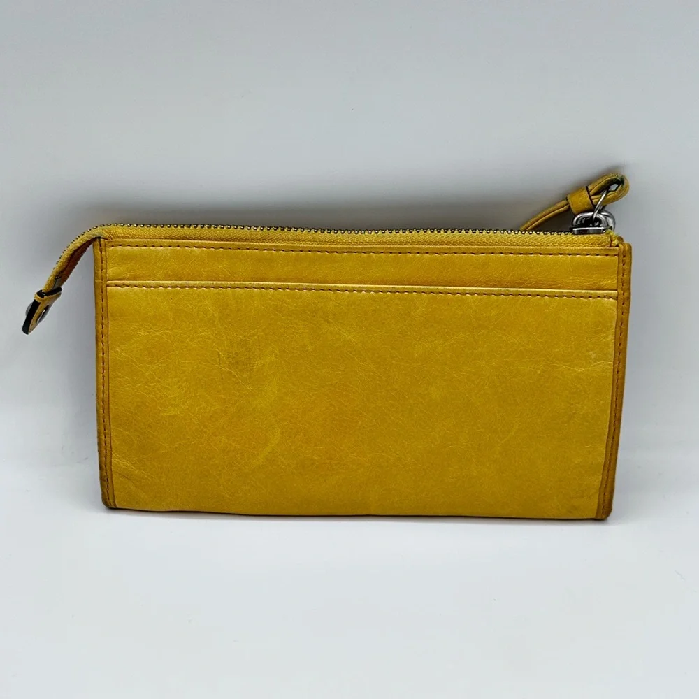 Coach Legacy Mustard Yellow Waxed Leather Wristlet Clutch - Picture 2 of 3